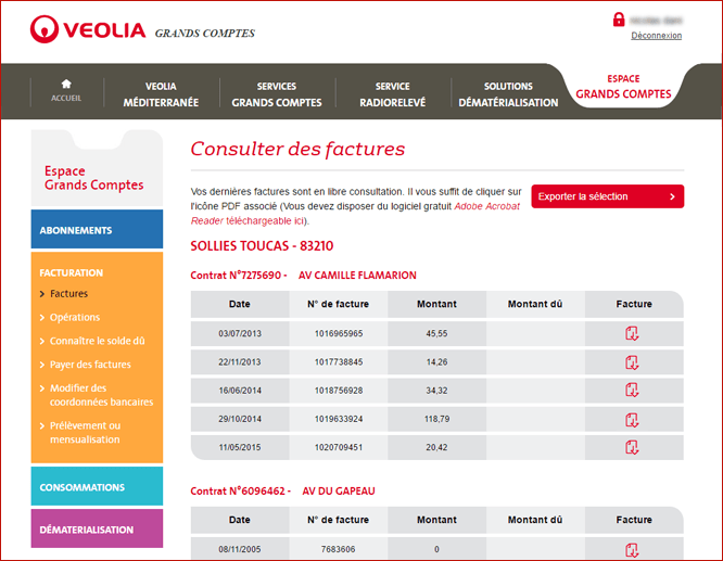 Vos factures Veolia