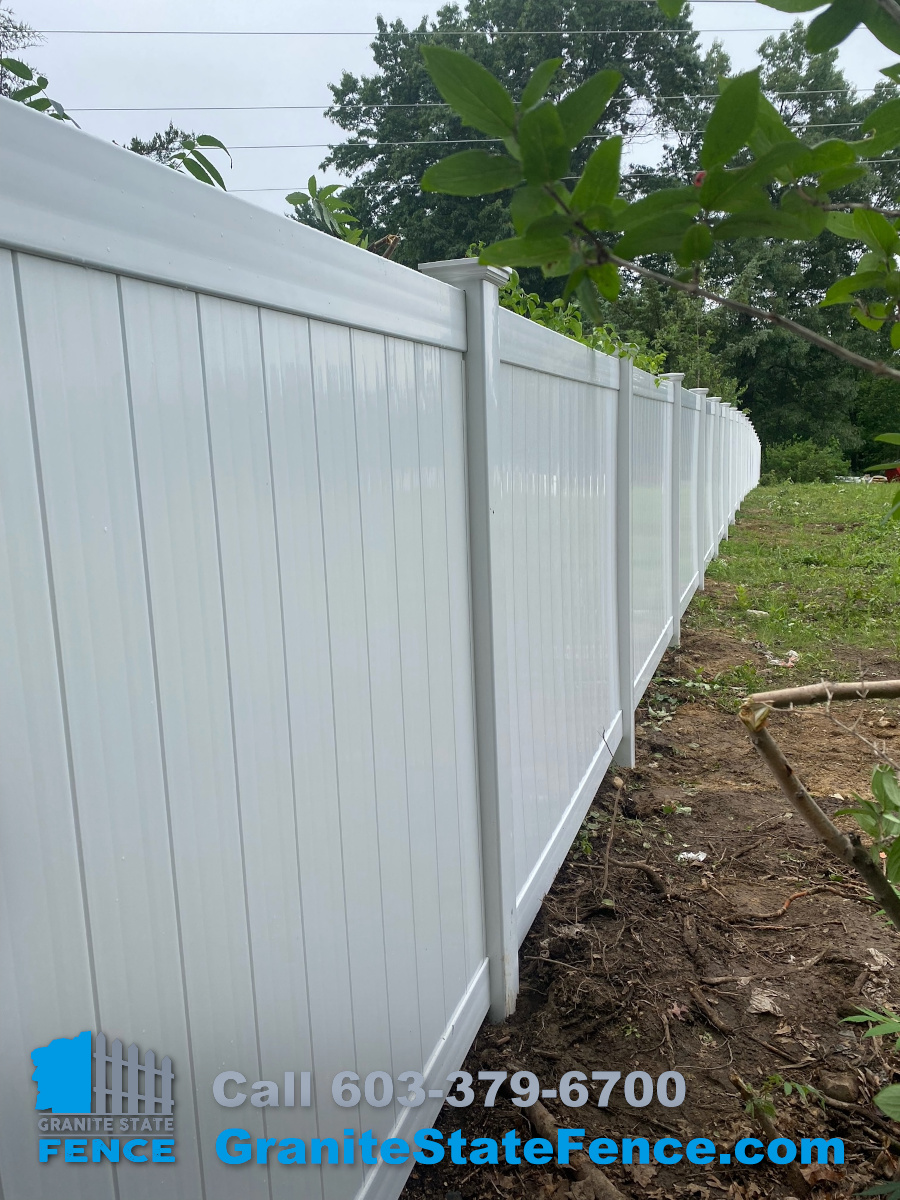 Vinyl Privacy Fence installed in Hudson, NH Granite State Fence