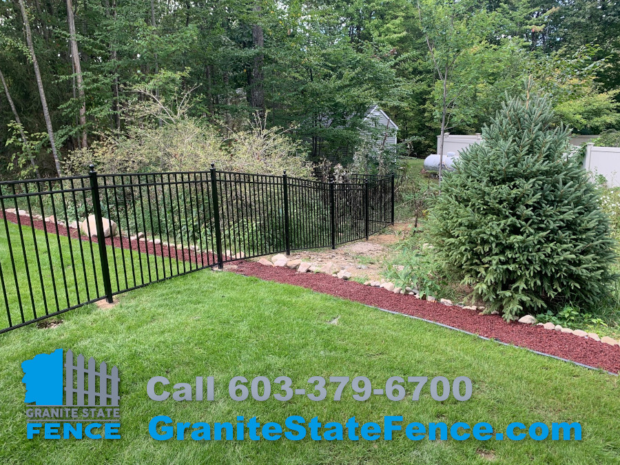Three Rail Black Aluminum Fence installed in Bedford NH Granite State Fence