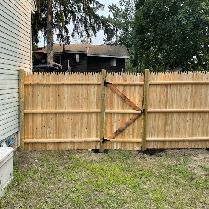 Cedar Stockade Fencing installed in Nashua, NH. Granite State Fence