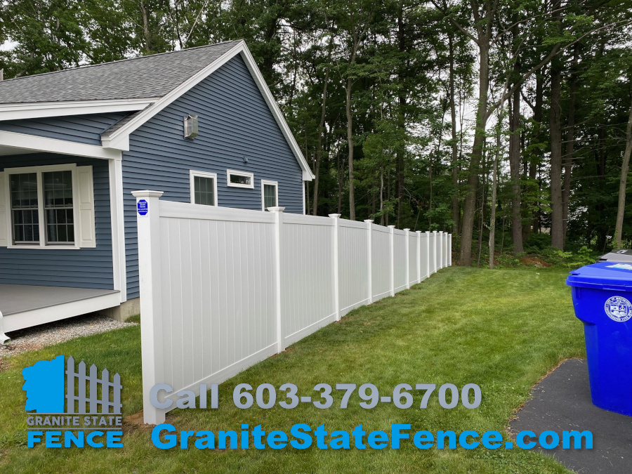 White Vinyl Fencing installed in Manchester NH Granite State Fence