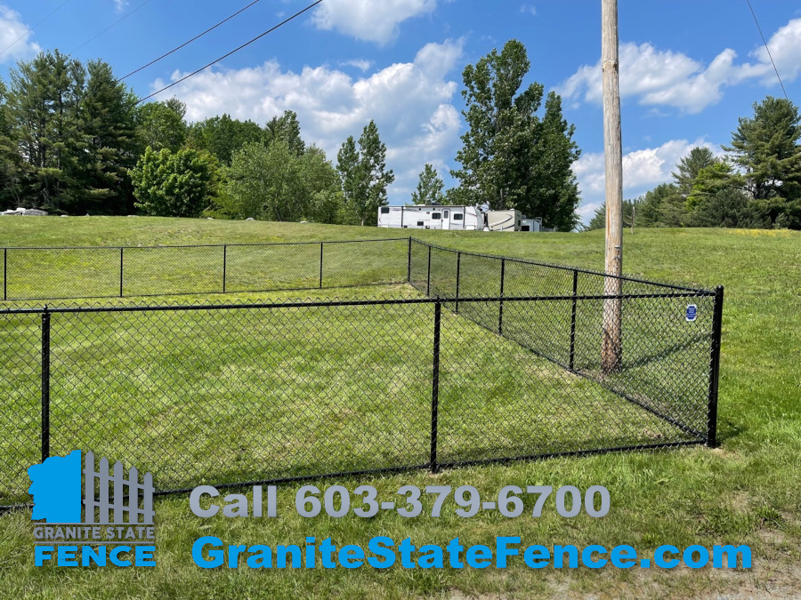 Black Chain Link Fence installed in Newport, NH. Granite State Fence