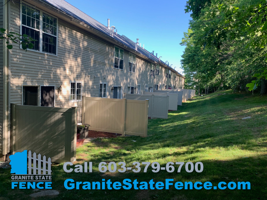 Commercial Privacy Vinyl fence installed in Manchester, NH. Granite