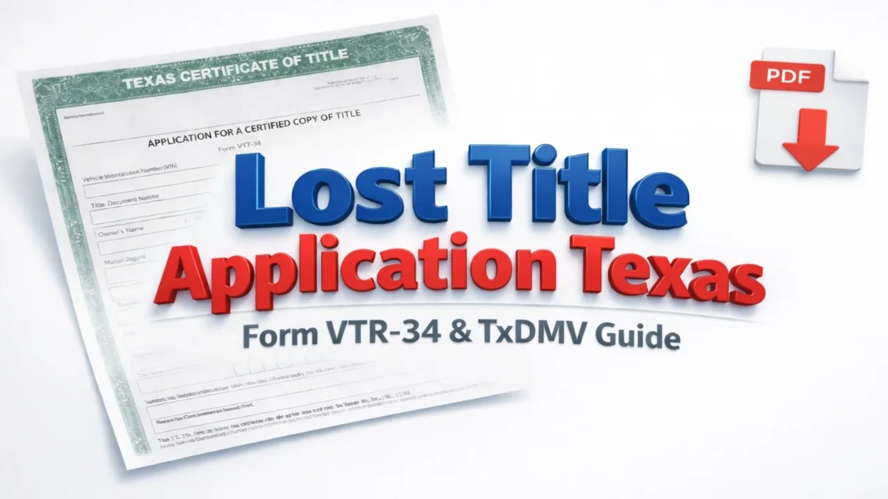 Lost Title Application Texas (Form VTR-34), Apply for Duplicate Car