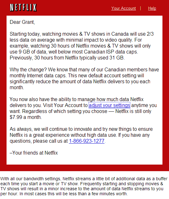 Netflix Canada Offers Video Quailty Management grantalias central
