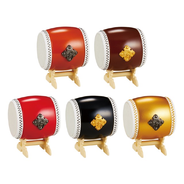Miniature taiko drum sets make authentic sounds when struck grape Japan