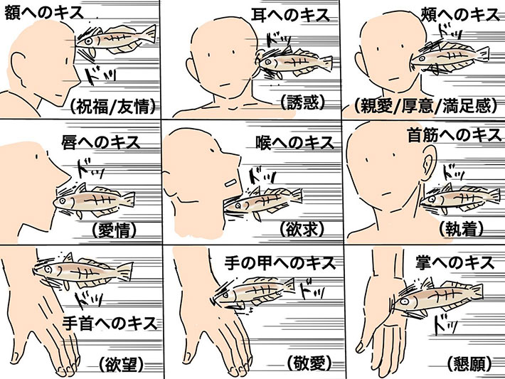 「キスってこんな意味があったんだ！」 魚を使った解説イラストに笑う grape [グレイプ]