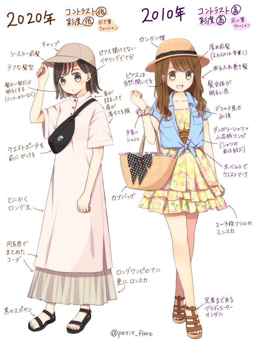 『今と10年前のファッションの違い』の絵に共感の嵐 「着てたー！」「あるあるすぎる」 grape [グレイプ]