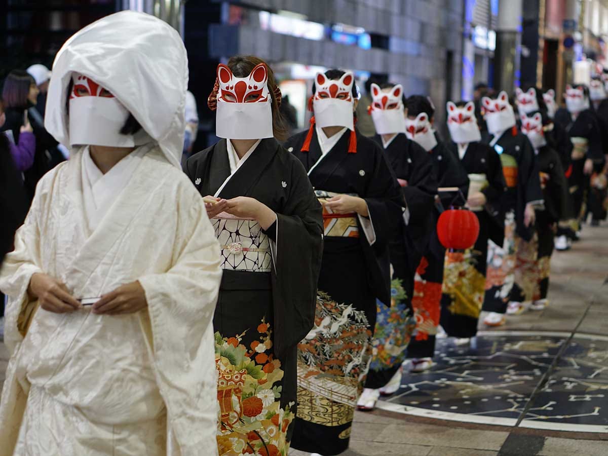 A mysterious “Fox Wedding” procession appears in a Japanese city on