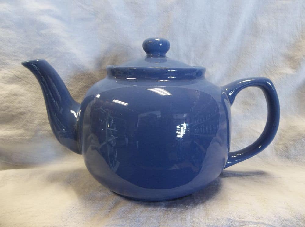 Medium Blue Tea Pot Grape Grain And Bean