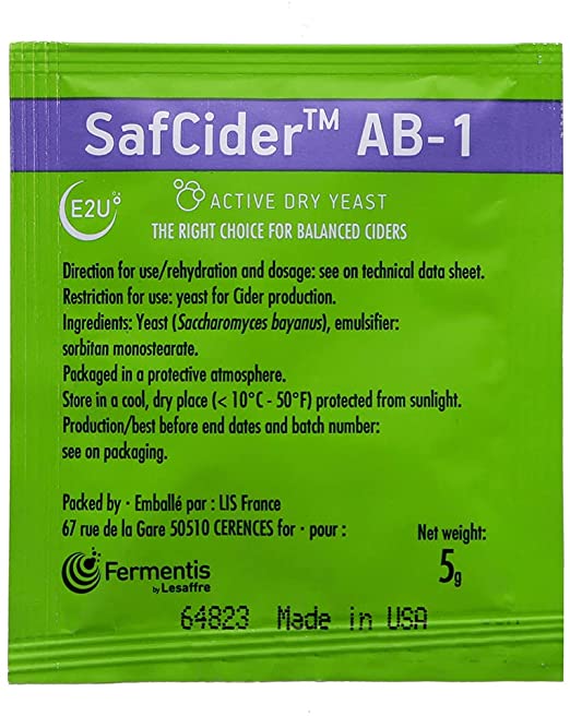 Safcider AB1 Dry Cider Yeast Grape Grain And Bean