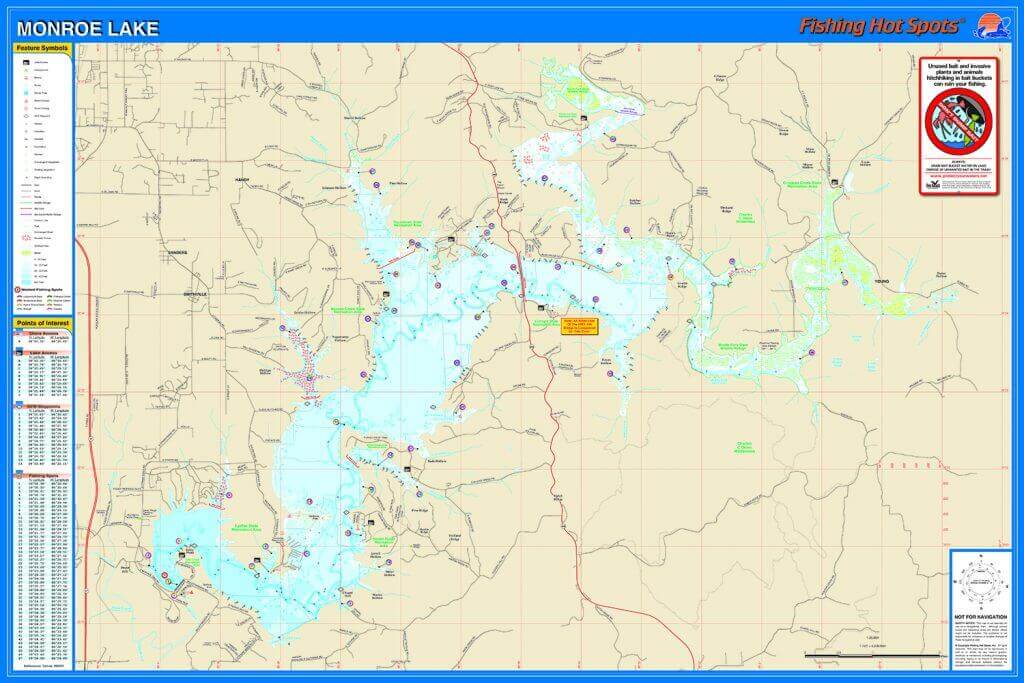 Monroe Lake Fishing Map Grapentin Specialties, Inc