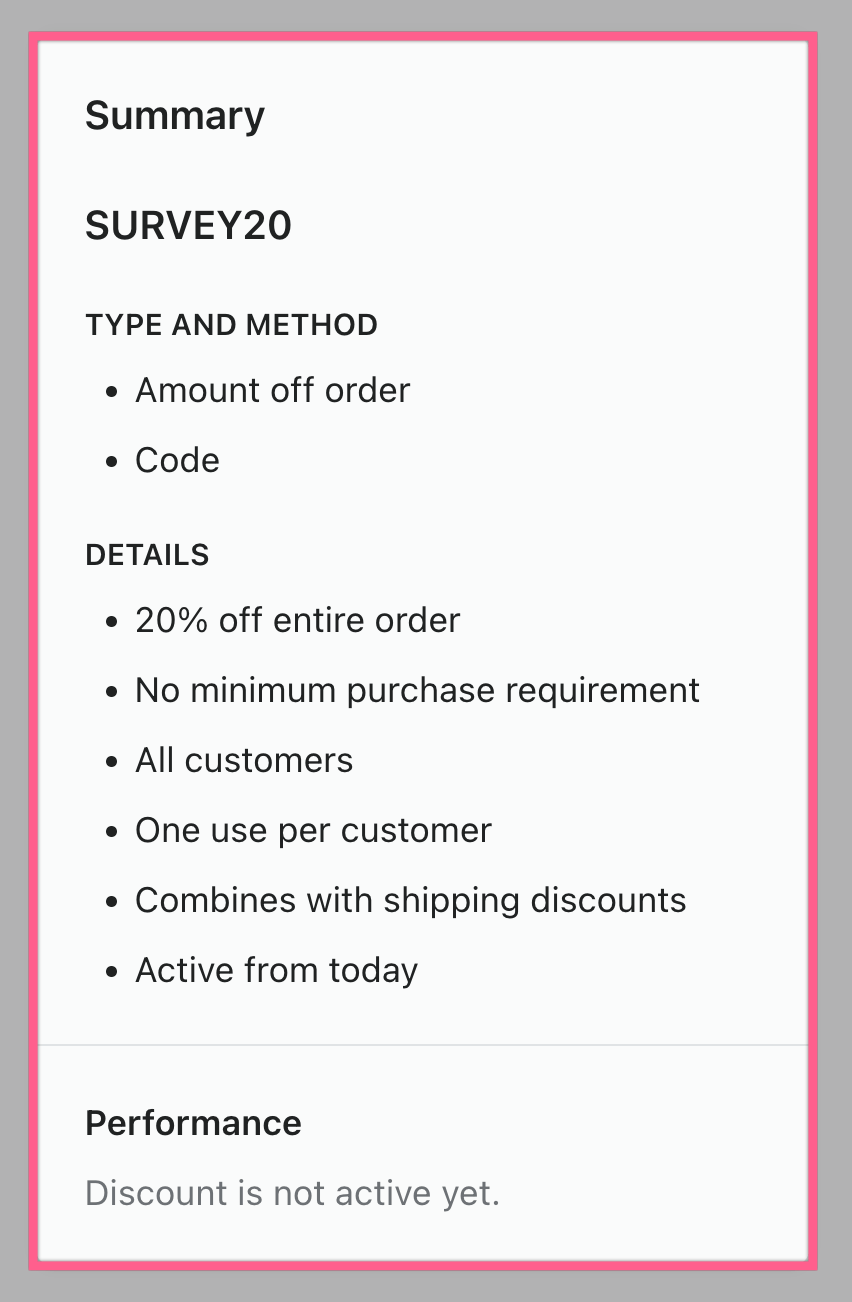 Incentivizing survey submissions with a discount code Grapevine