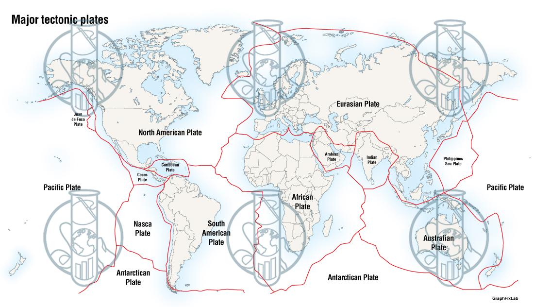 GraphFixLab Global tectonic plates base map