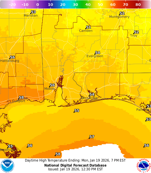 NOAA Graphical Forecast for Mobile, AL