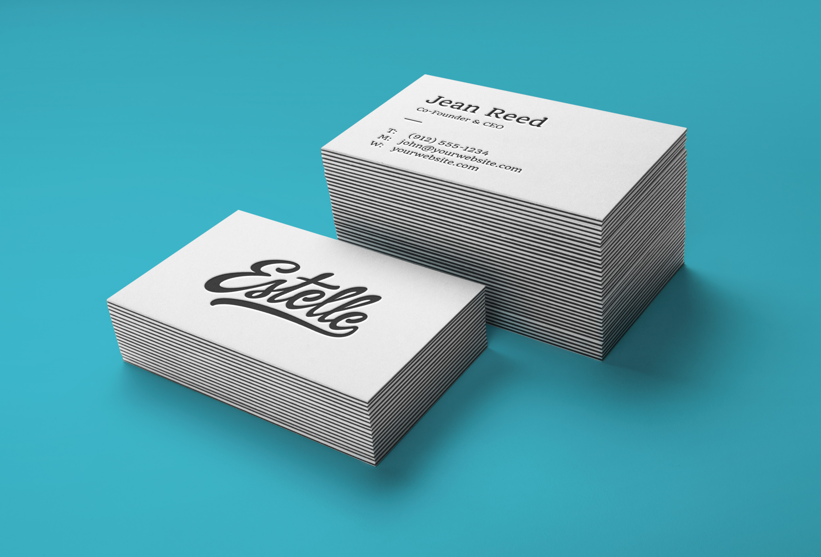 Stack Letterpress Business Cards MockUp GraphicBurger