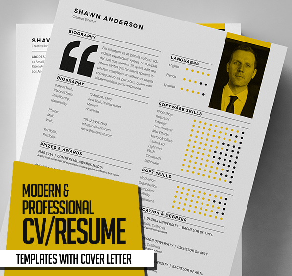 New Modern CV / Resume Templates with Cover Letter ... (597 x 565 Pixel)