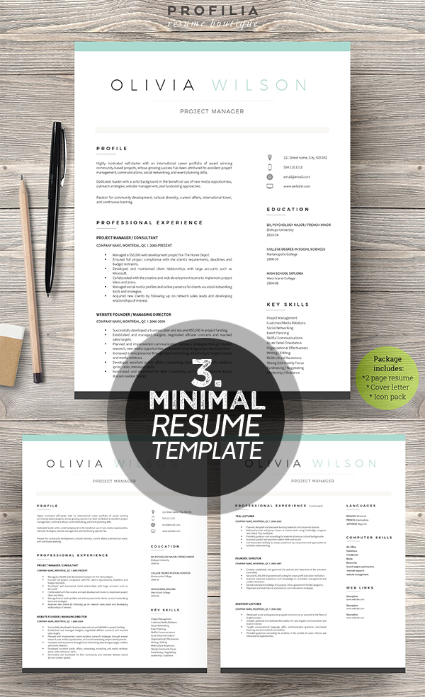 25 Best Minimalism Resume Templates 2018 Design