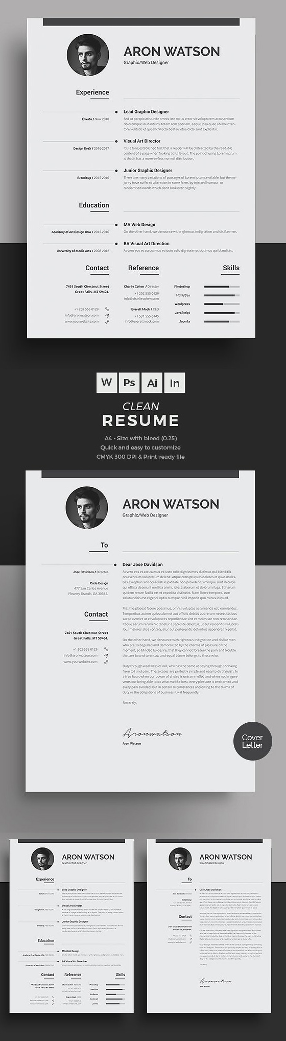 Clean CV / Resume Templates Design Graphic Design Junction