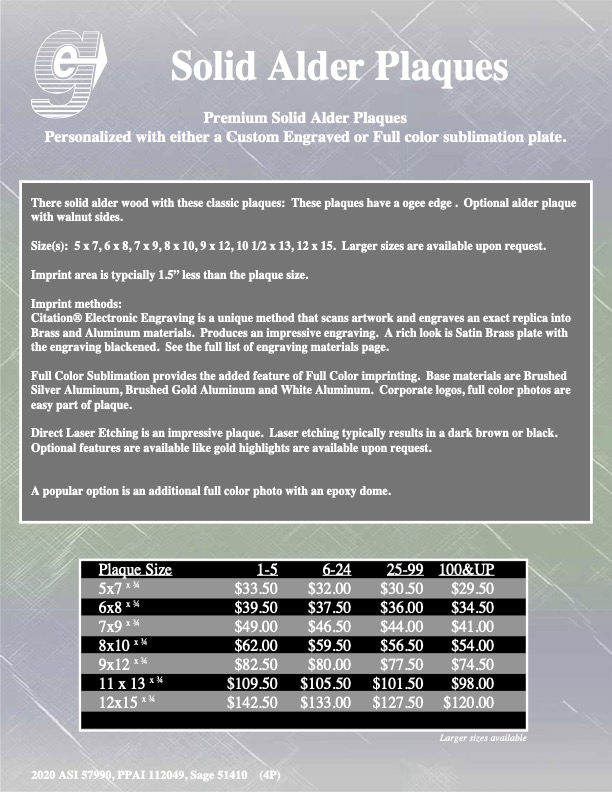 Alder Plaque Graphic Electronics, Inc.