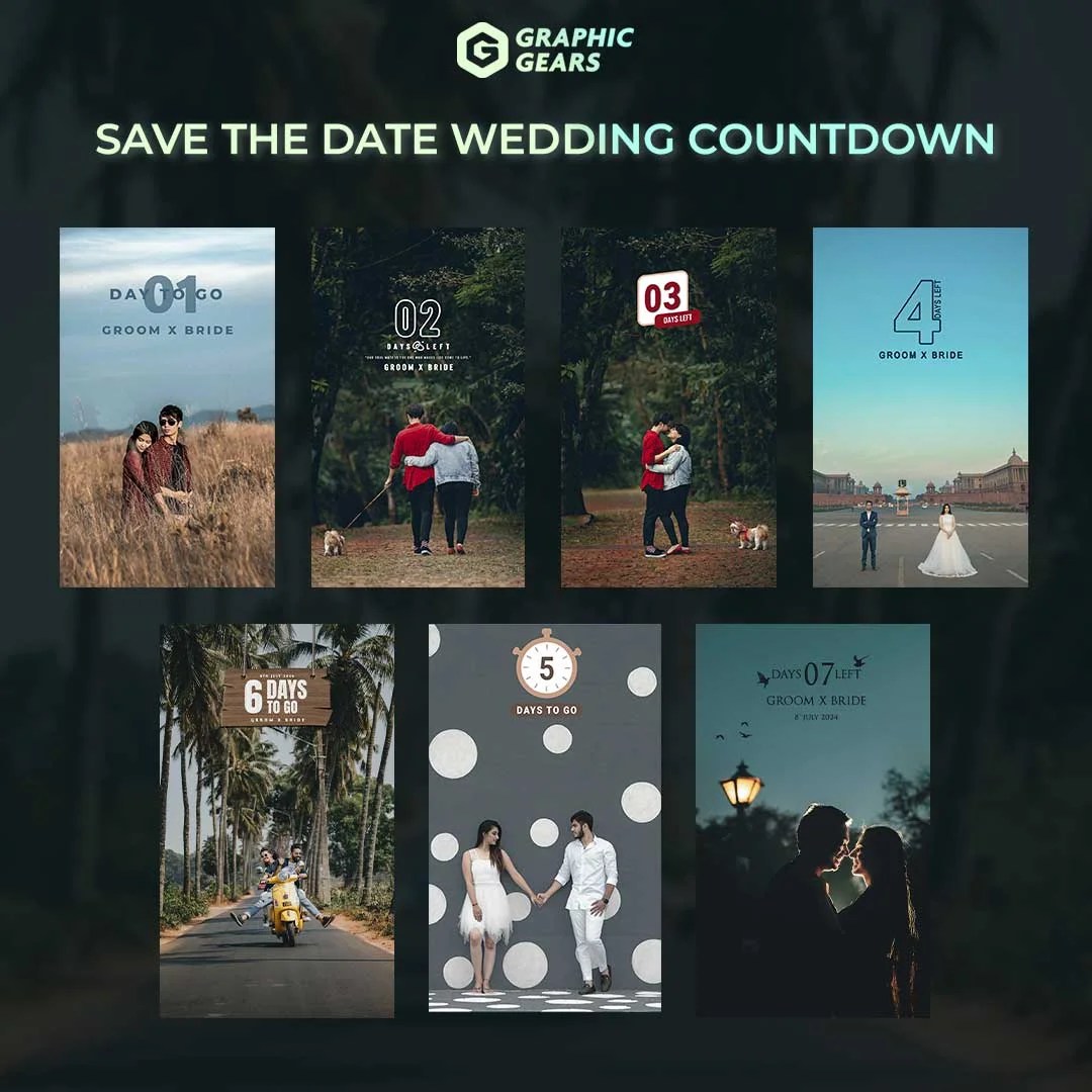 Modern Wedding Countdown Save The Date PSD GraphicGears