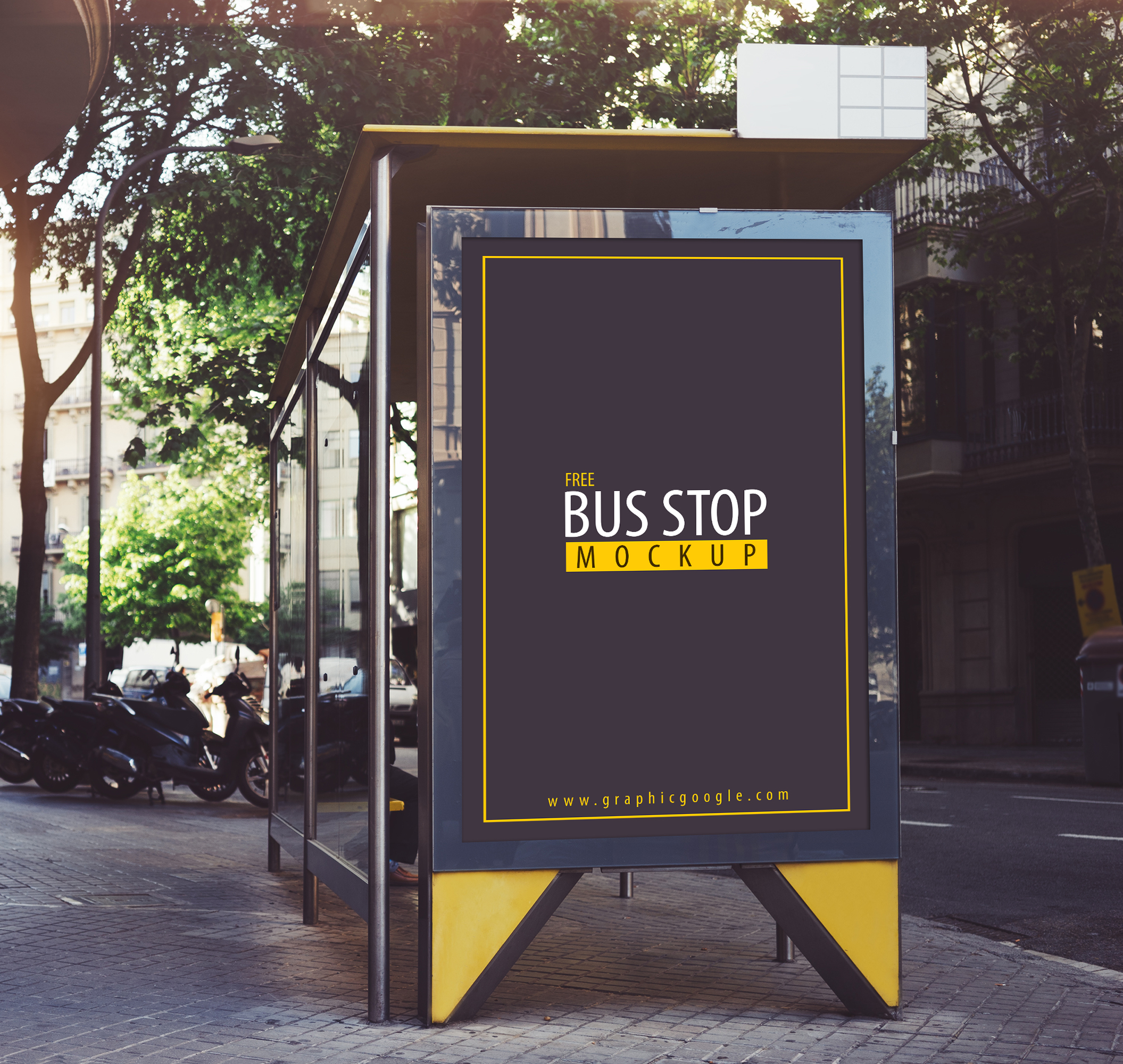 Free Bus Stop Mockup Graphic Google Tasty Graphic Designs Collection
