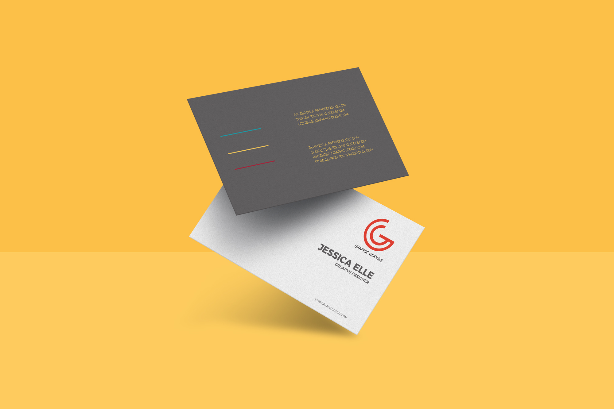 Free Floating Business Card Mockup