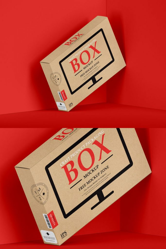 Free Craft LED Monitor Packaging Box Mockup Graphic Google Tasty