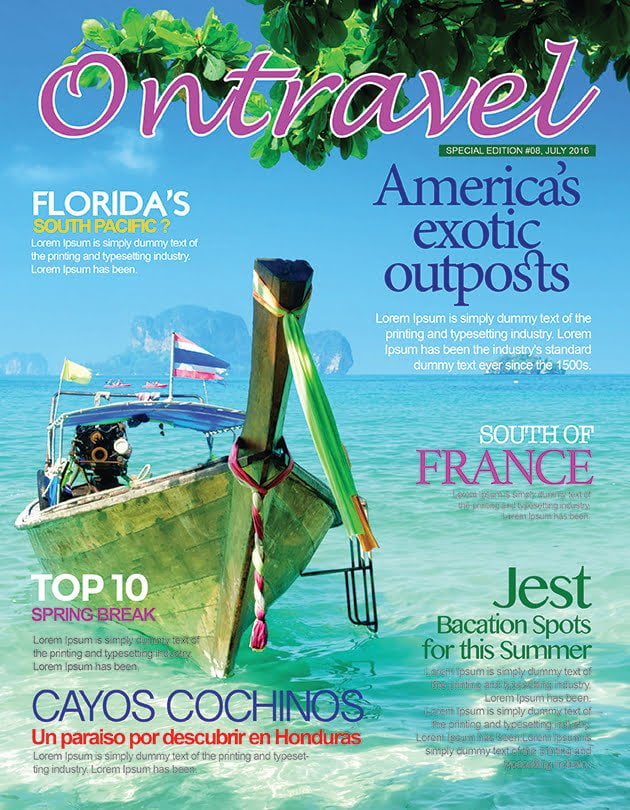 Travel Magazine Cover PSD Template GraphicLoads
