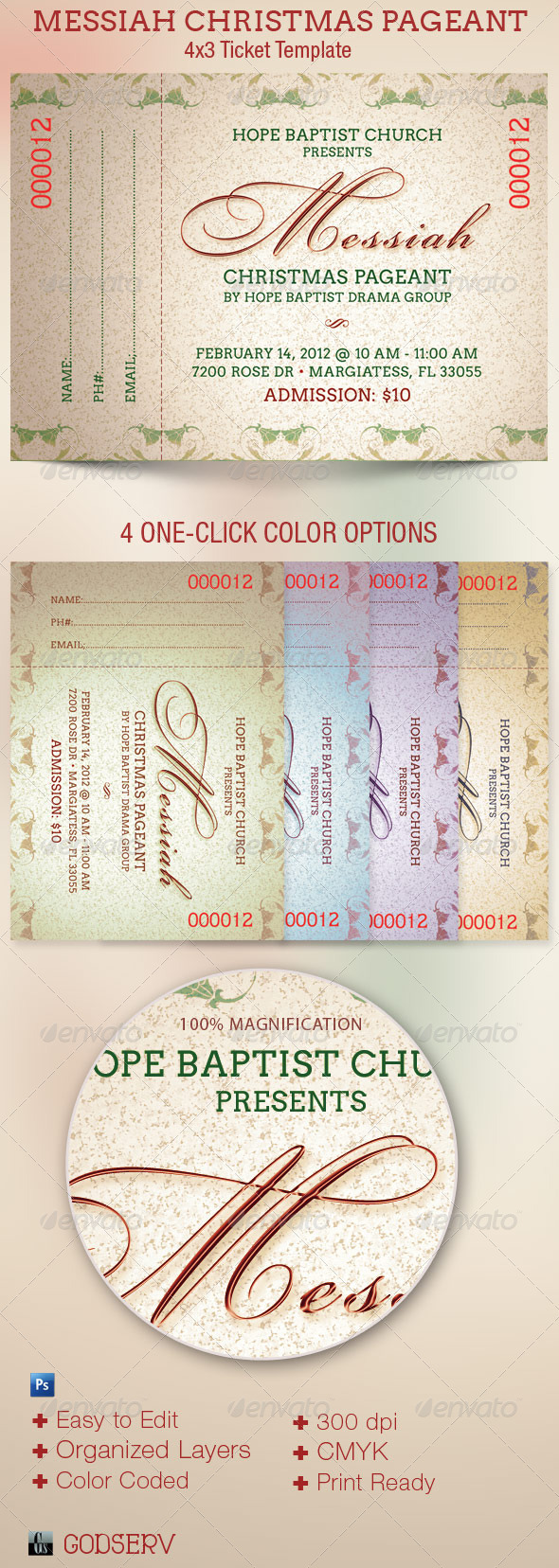 Christmas Pageant 2024 Tickets Messiah Christmas Pageant Ticket Template GraphicMule