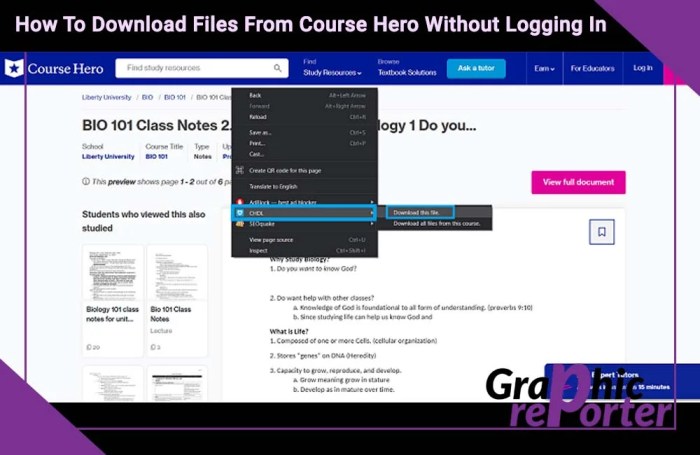 How to view course hero documents for free