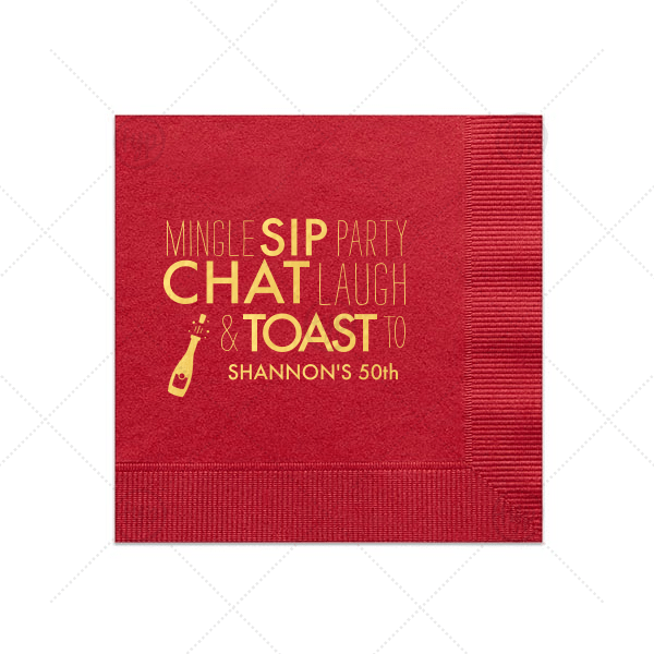 Mingle, Sip, Party Napkin Square Cocktail Napkin For Your Party