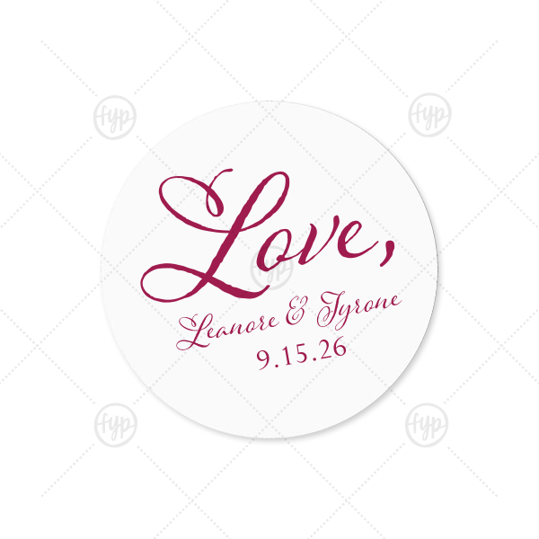 Script Love Label Small Round Label For Your Party