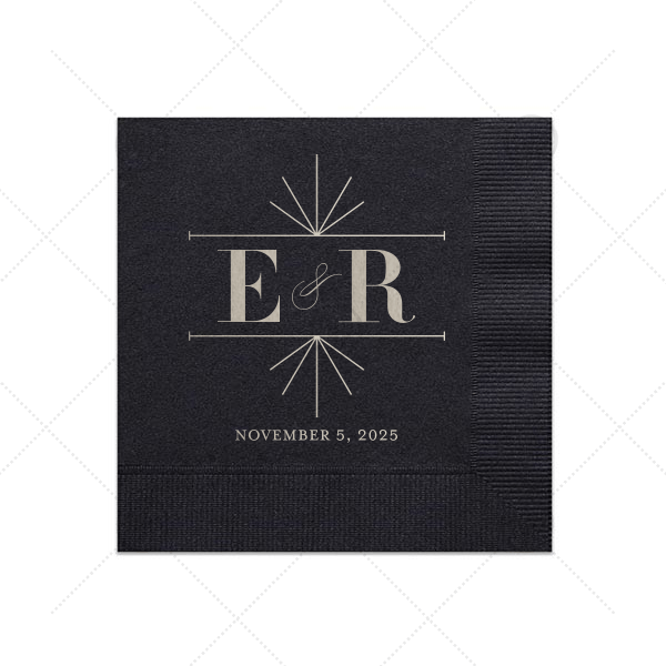 Line Frame Initials Napkin Square Cocktail Napkin For Your Party