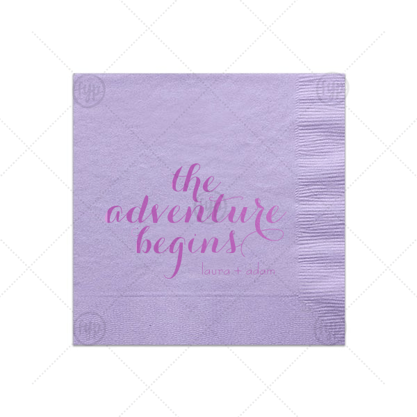 Custom Lavender Cocktail Napkins with Satin Plum For Your Party