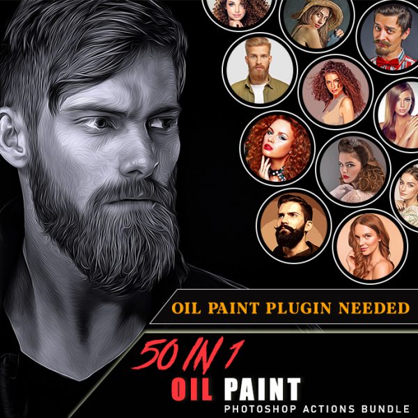 Graphicsmartz 50 In 1 Oil Paint Actions Bundle CC2017+