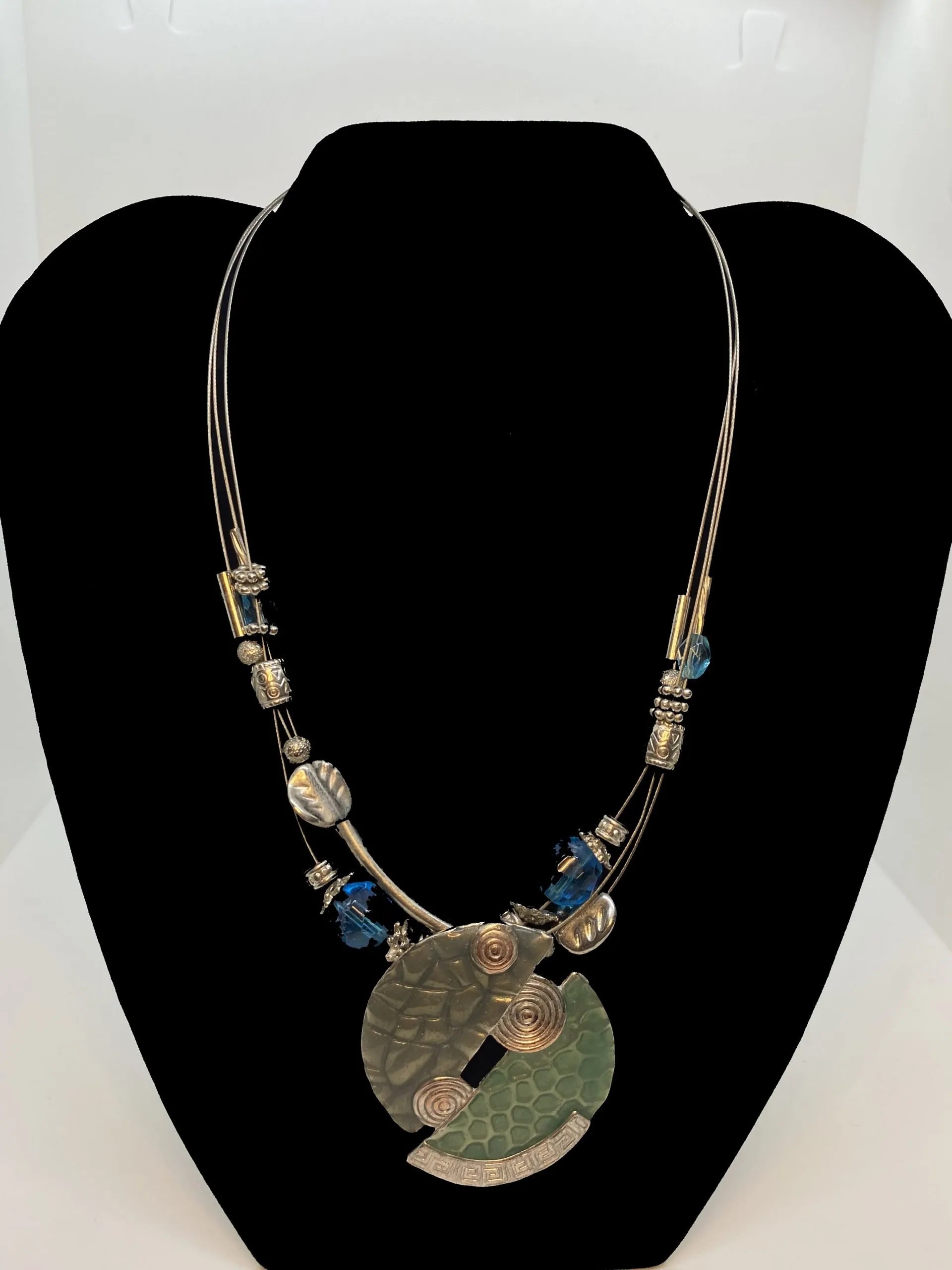 Geometric Design Pendant and Floating Beads Necklace Graphix 4 You