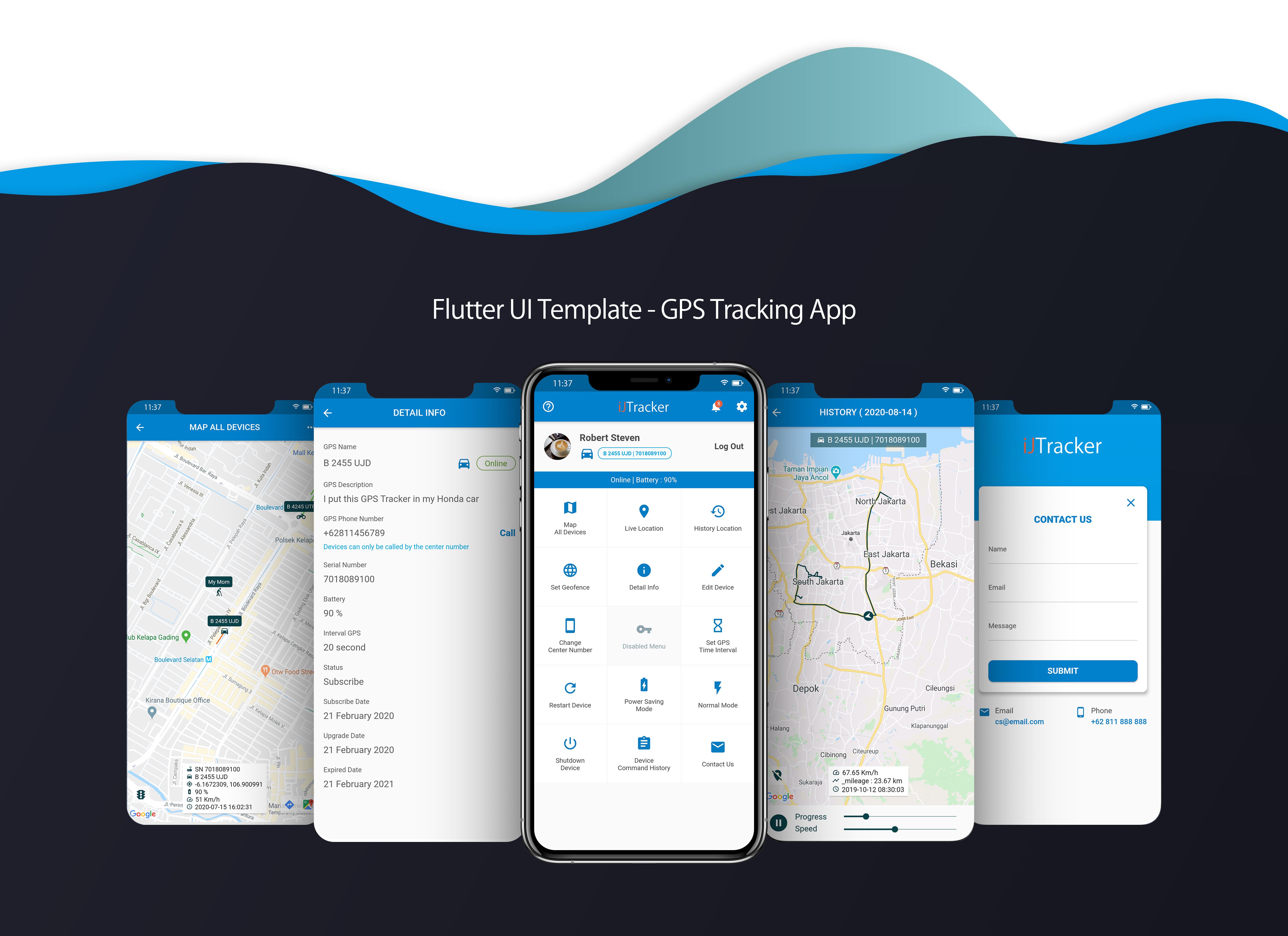 Flutter UI Template GPS Tracking App Flutter code.market