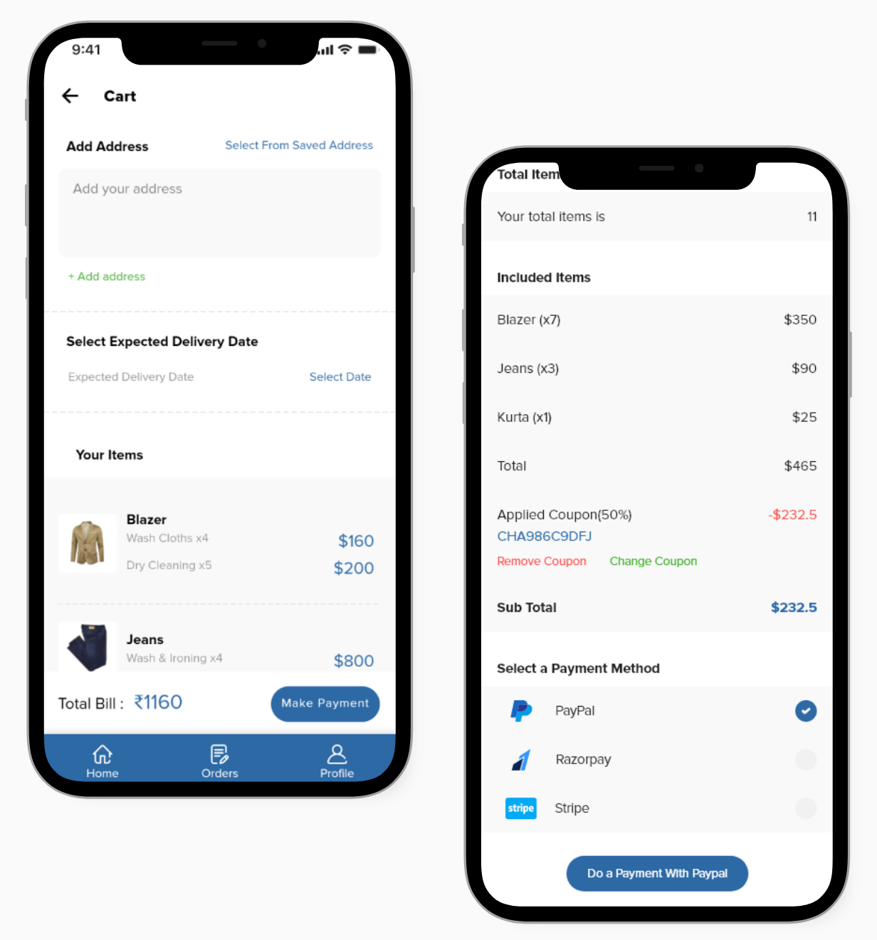 Laundry Android App + Laundry iOS App Ionic 5 Full Solution Ionic App Template code.market