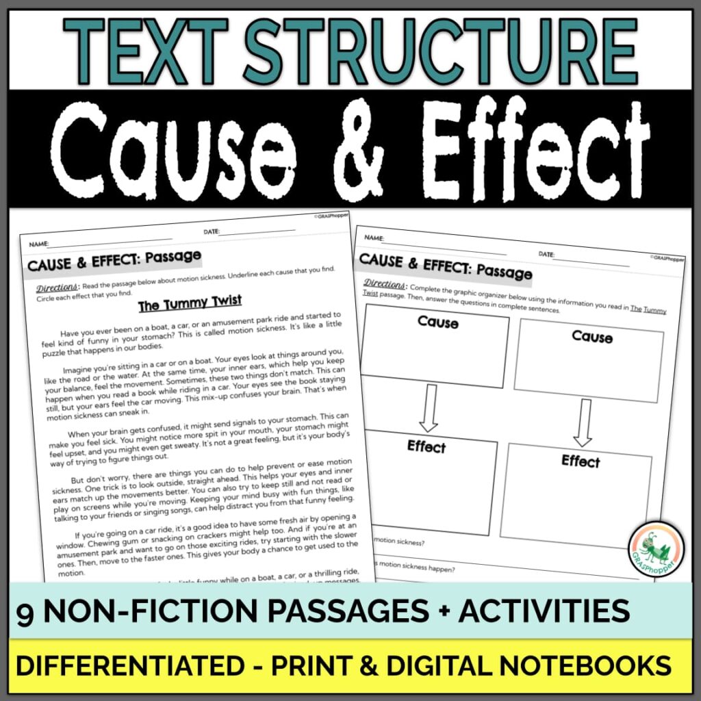 Teaching Cause and Effect Text Structure Meaning in 3rd, 4th, 5th