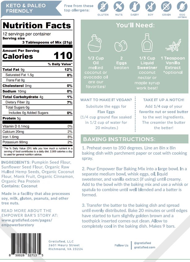 Empower Bar Baking Mixes Gratisfied