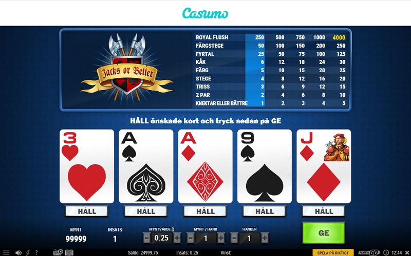 Spela gratis Video Poker