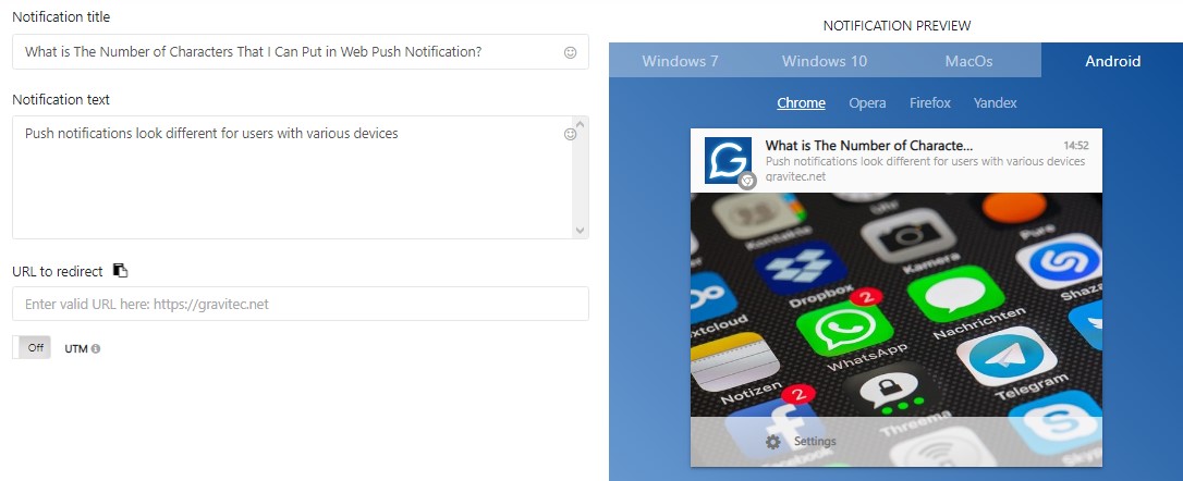 Push Notification Character Limit for iOS, Android and Web