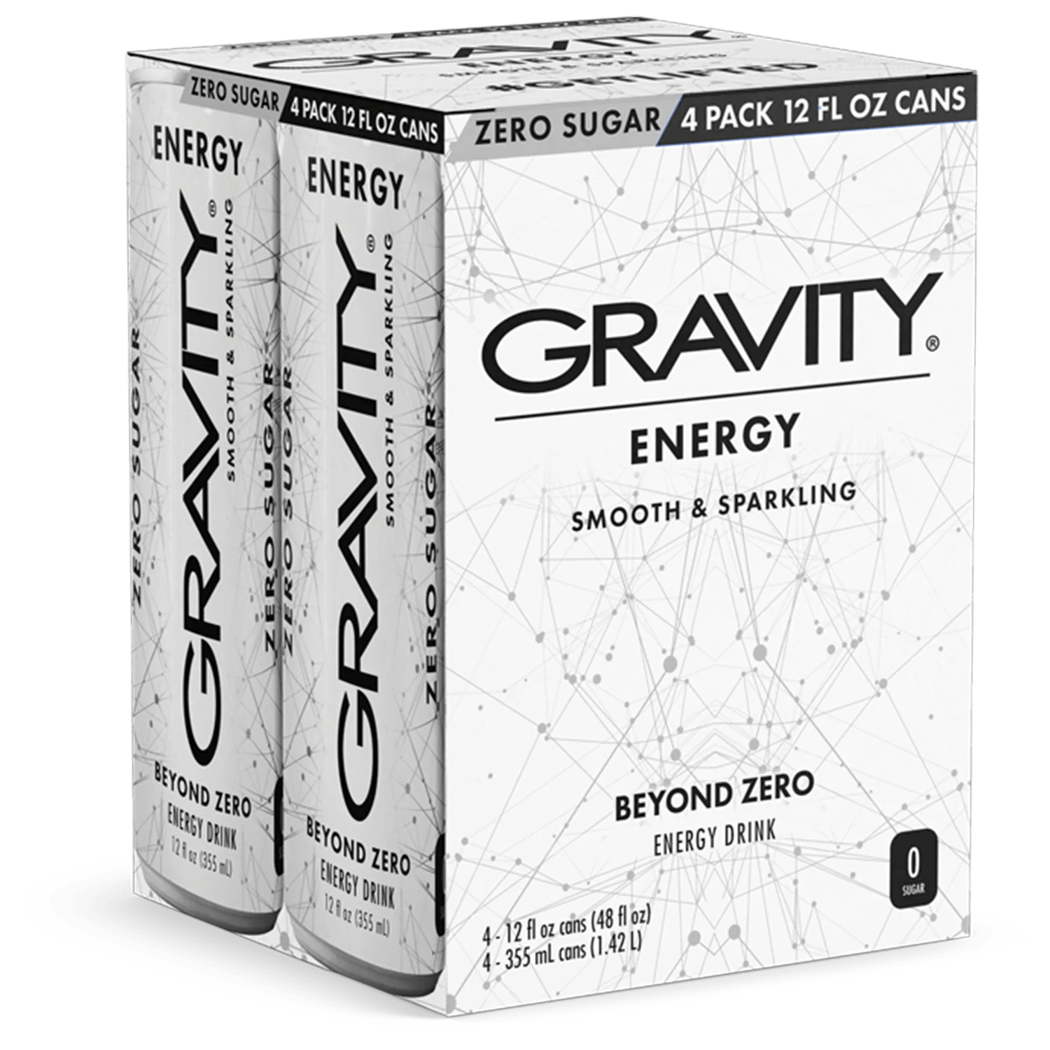 4 Pack Gravity Energy Drink, Beyond Zero, 12 Fl Oz, Sugar Free, Natu