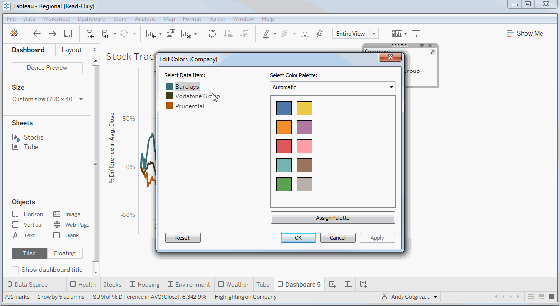 Tableau 10 bonus features Assign highlighted colours to a