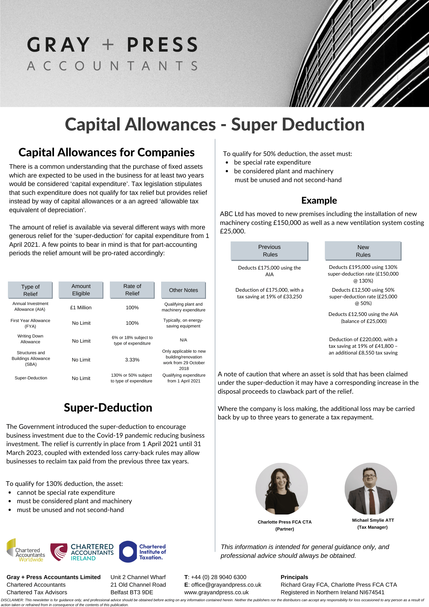 Capital Allowances Super Deduction Gray + Press