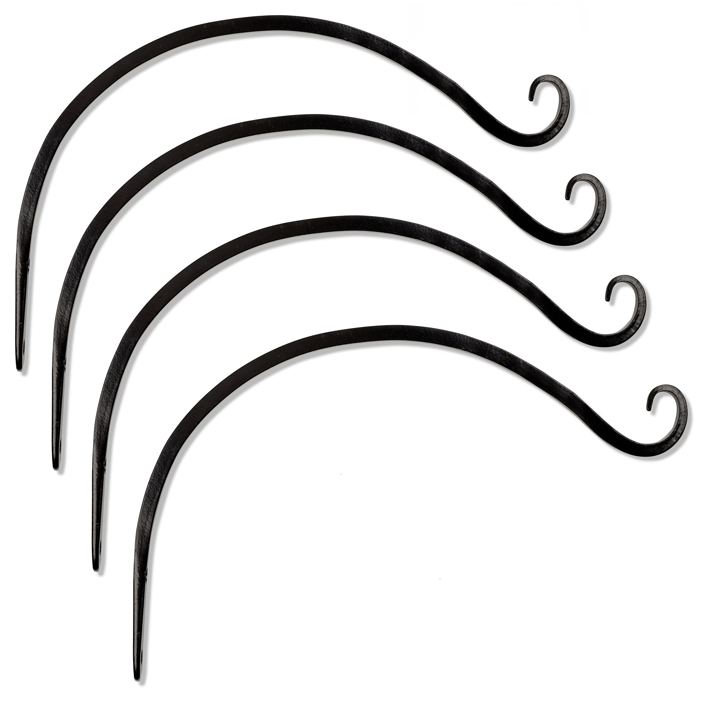 Hand Curved Hook, 14 Inch, Set of 4, Black, Beautiful Outdoor