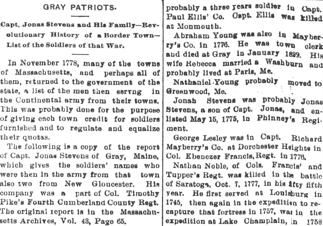 Gray Patriots Gray Historical Society