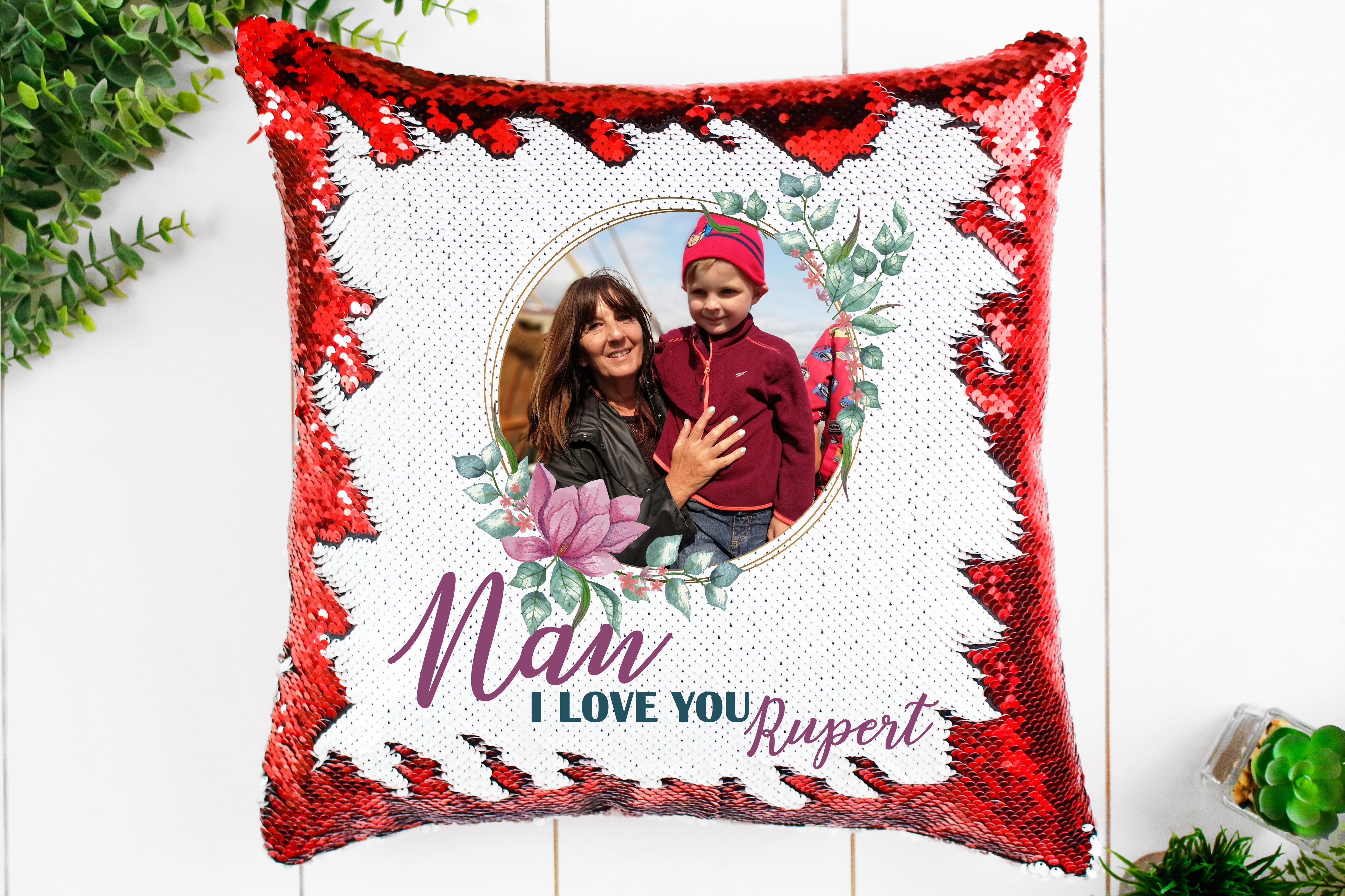 Floral Sequin Cushion Cover Gray Robin