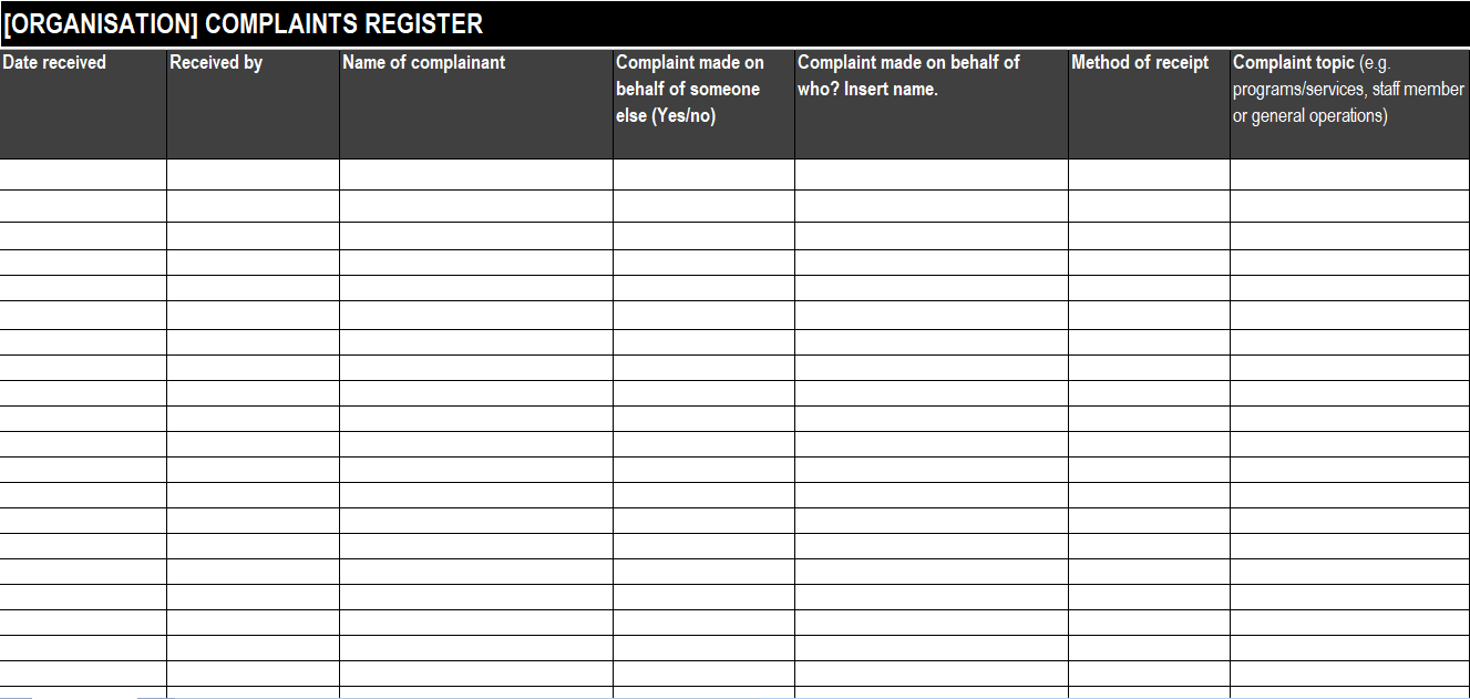 Complaints Register GRCReady